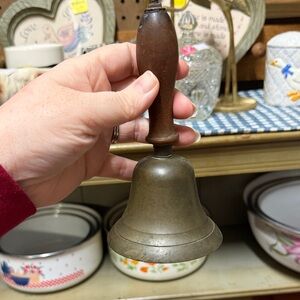 Vintage Wooden Handle Brass Hand Bell